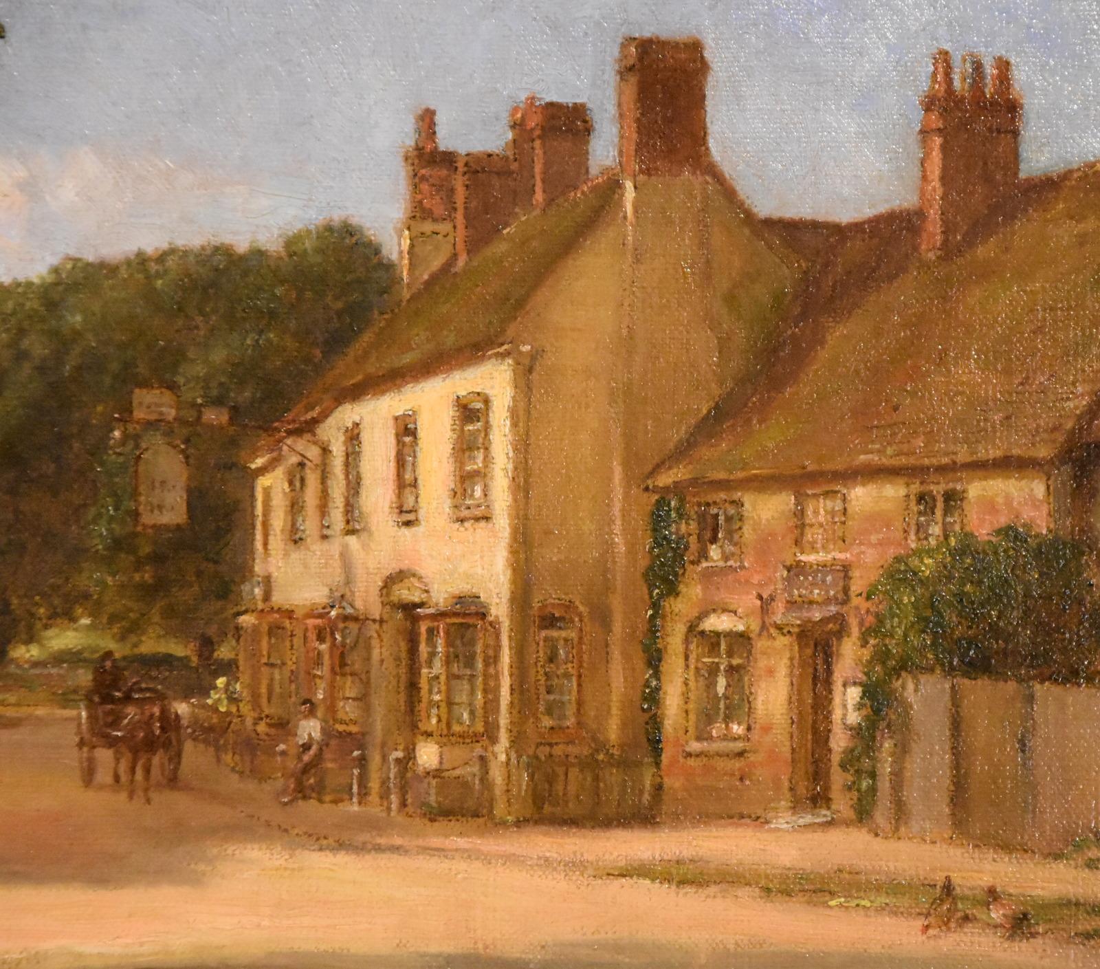Oil painting Pair by Alfred Kedington Morgan “Village High Street” For Sale 3