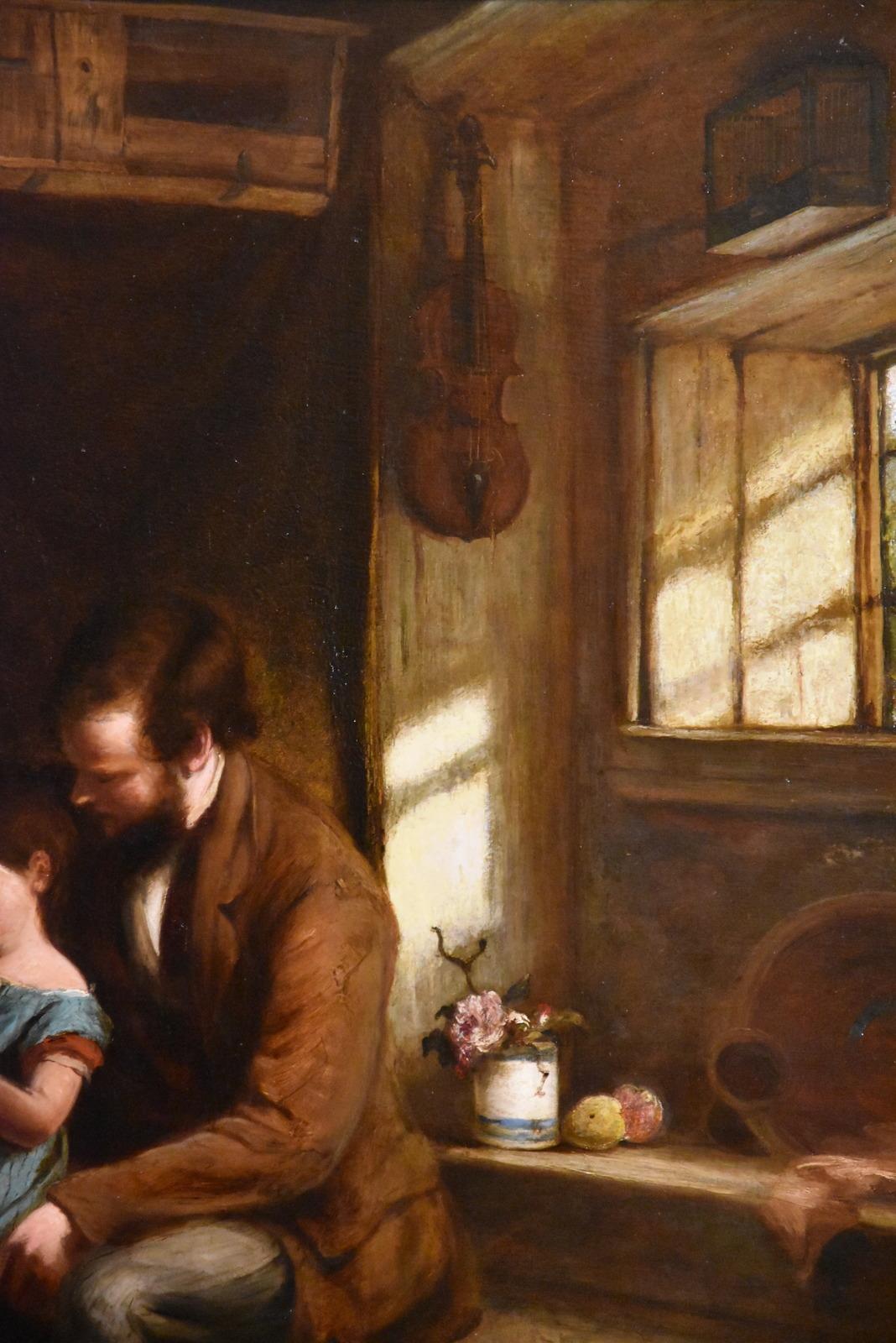 Oil Painting Frederick Johnston “The Reading Lesson” 1855- 1868. London painter of domestic genre scenes. He exhibited at the Royal Academy, Royal society of British Artists and British Institution represented in the Science museum. Oil on canvas.