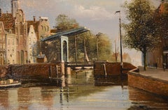 Oil Painting by George Jan Dispo "An Amsterdam Swing Bridge"