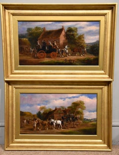 Oil Painting Pair by Herbert St John Jones "Coaching Scenes"