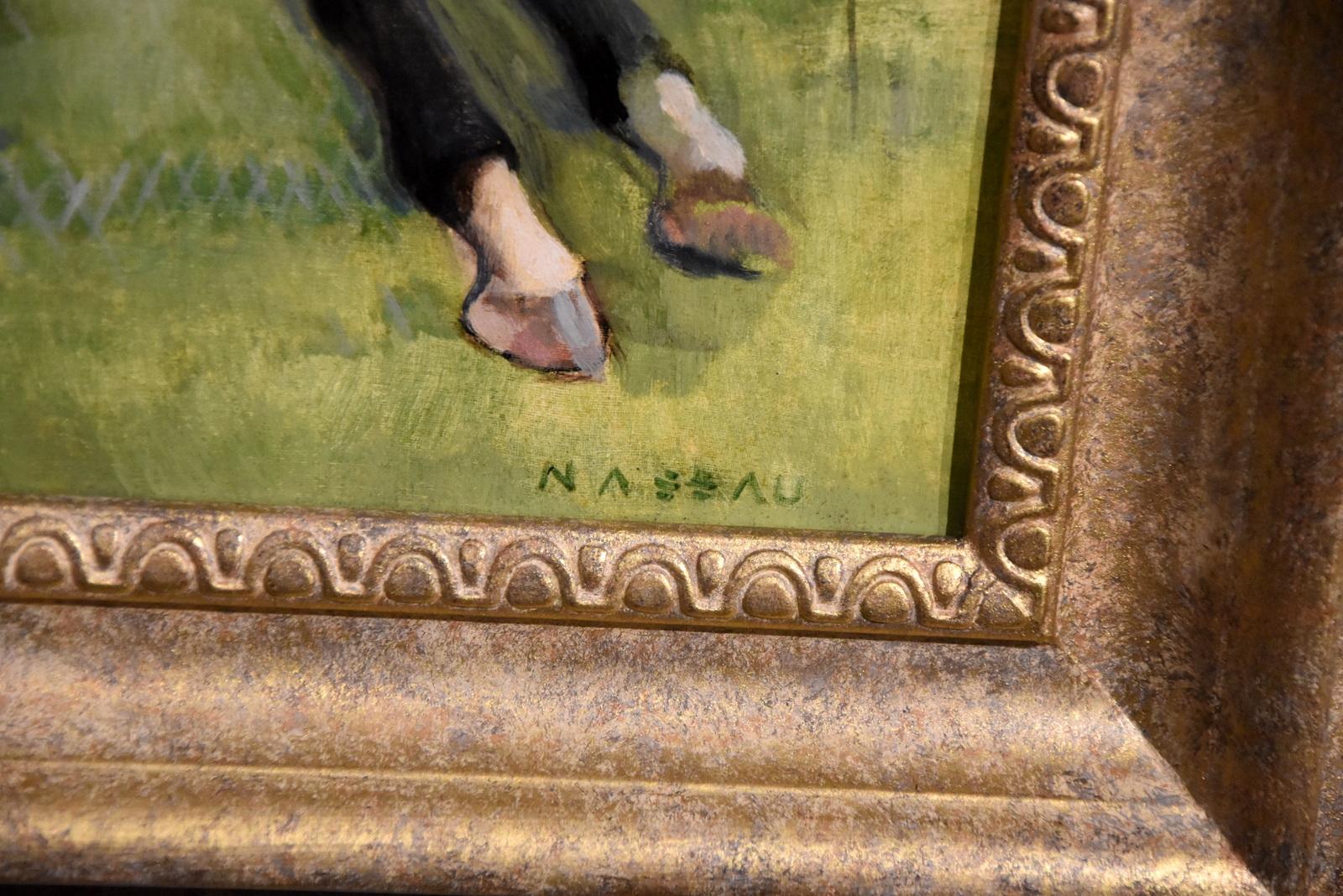 Peinture à l'huile de William Nassau « Taking a Jump » (prenant un saut) en vente 3