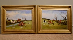 Oil Painting Pair by Philip H Rideout "Tally Ho!" 