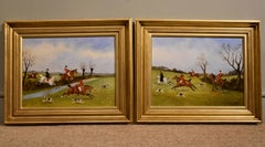 Oil Painting Pair by Philip H Rideout "Tally Ho!"