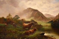 Oil Painting by attributed to William Perring Hollyer "Beside the Loch" 