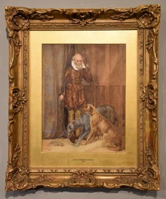 Watercolour by John Edward Goodall "The Keeper of the Hounds"