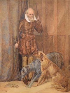 Acuarela de John Edward Goodall "El guardián de los sabuesos"