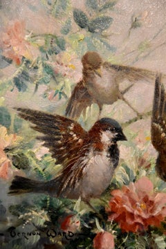 Oil Painting By Vernon de Beauvoir Ward “Sparrow and Spring Blossom"