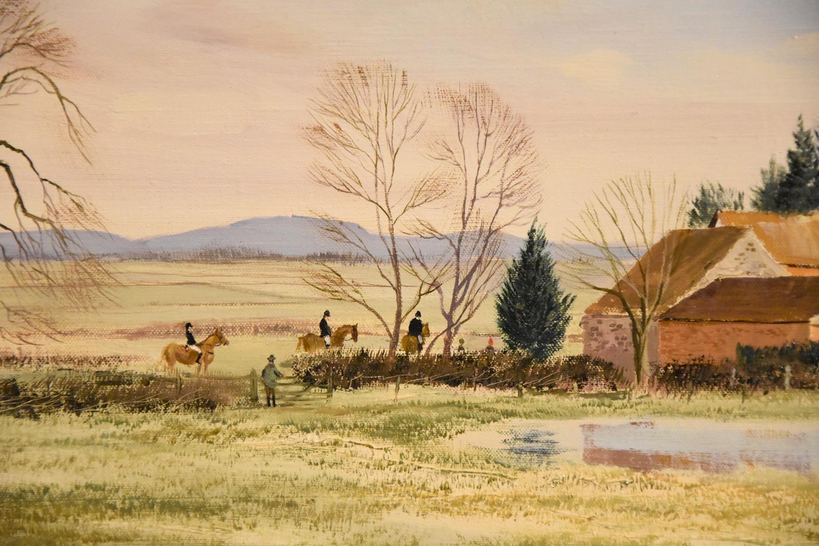 Oil painting by Michael D. Barnfather “Floodwater Anderson House Blandford”. Michael D. Barnfather Born Ilkeston 1934 Studies Derby college of Art becoming a technical artist with Rolls Royce. Fully professional 1964. Many one-man exhibitions. Oil