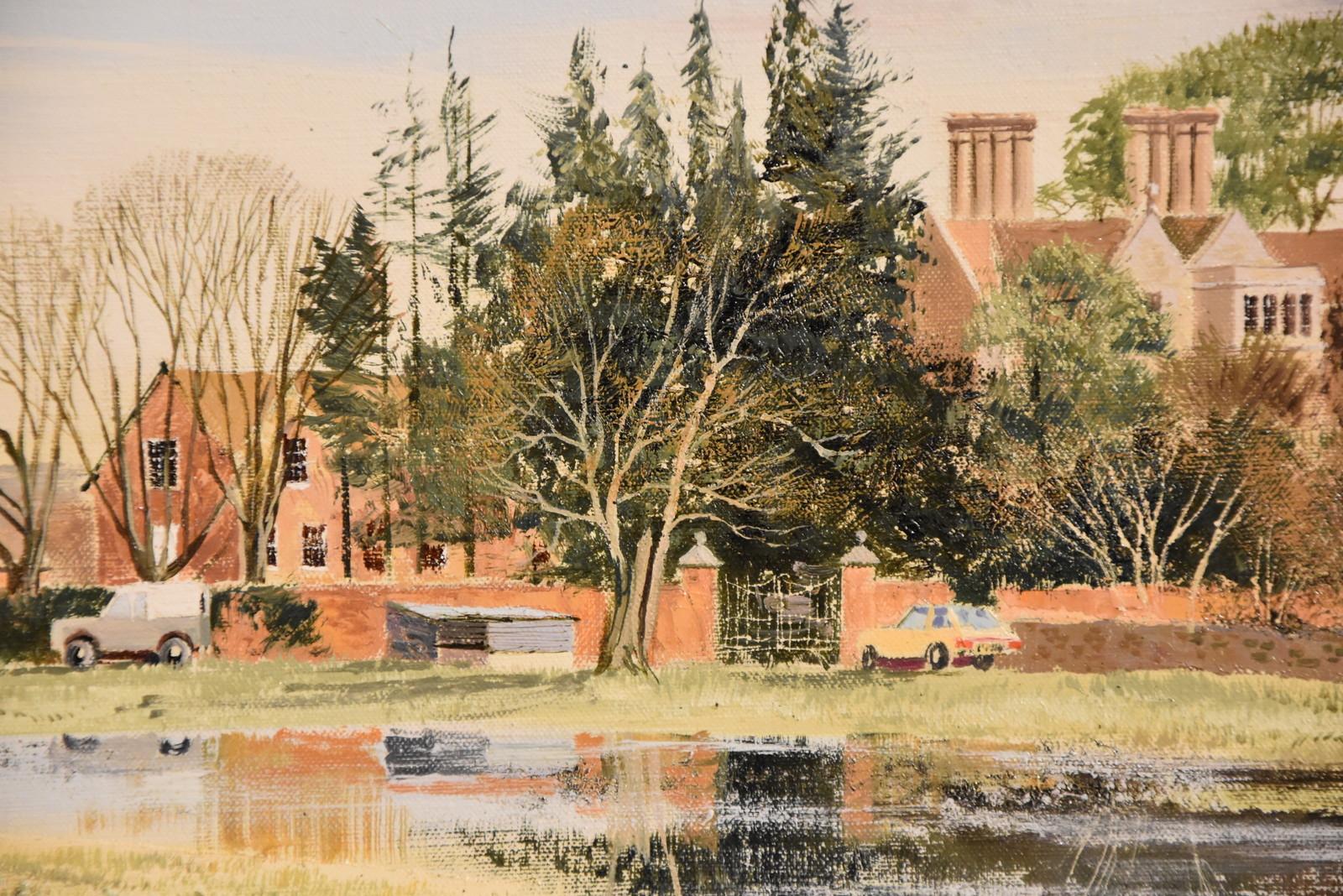 Oil painting by Michael D. Barnfather “Floodwater Anderson House Blandford” 1