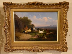 Oil Painting by Cornelius Van Leemputten “Chickens in Landscape”