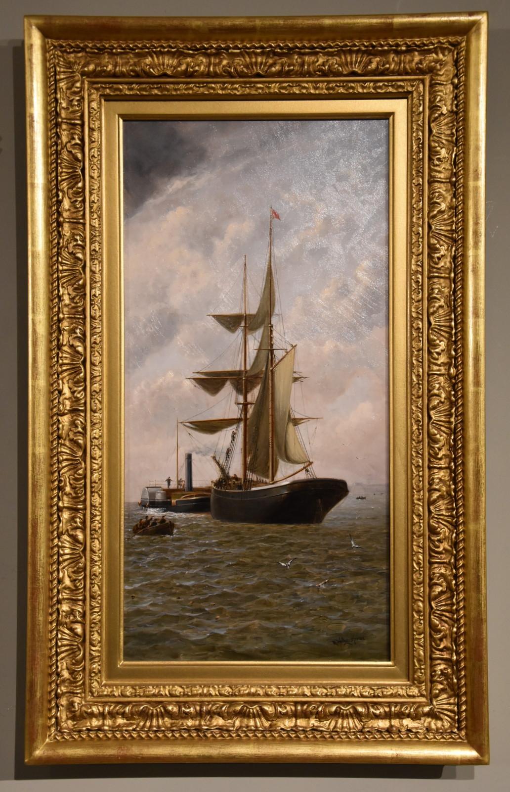 Oil Painting Pair by Henry Witherspoon “Barge Entering Dover Harbour” 1