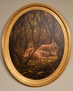Oil Painting Pair by Mick Cawston “Foxes at Play”