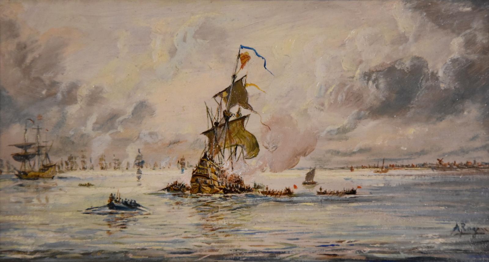 Adolphe Ragon - Oil painting by Adolphe Ragon “The Spanish Armada ...