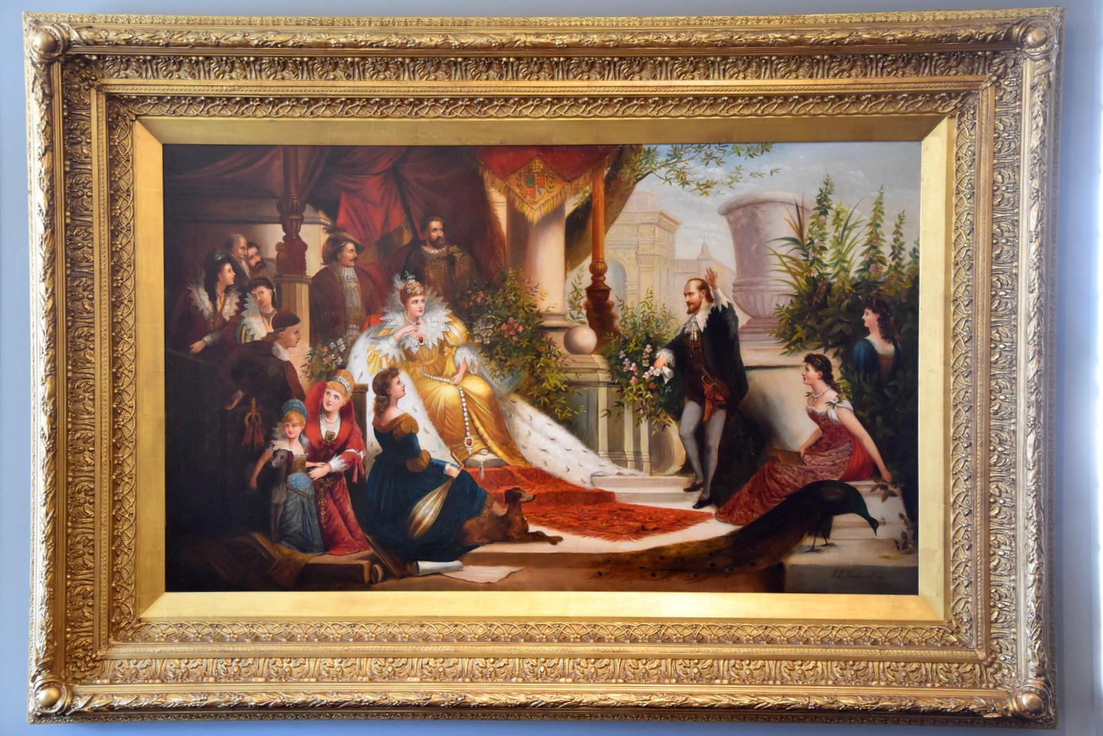 Peinture à l'huile de Jack Leigh Wardleworth « Sir Walter Raleigh tenant la couronne de la reine Elizab - Painting de Jack Wardleworth