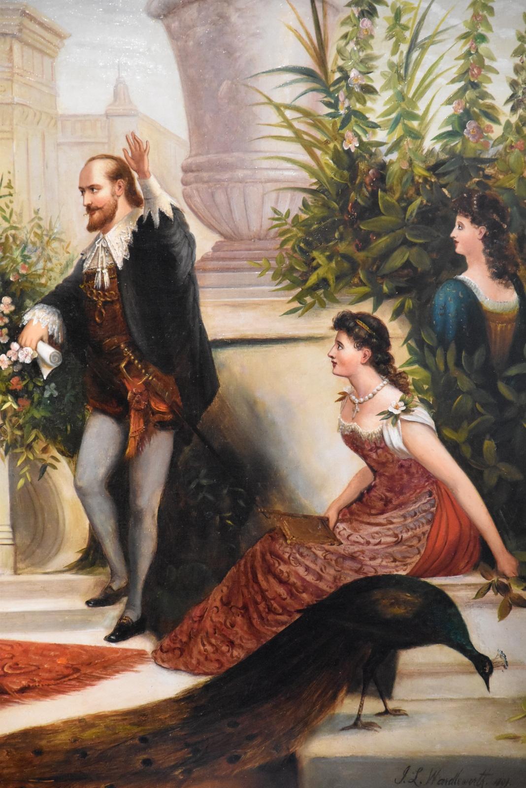 Peinture à l'huile de Jack Leigh Wardleworth « Sir Walter Raleigh tenant la couronne de la reine Elizab en vente 1