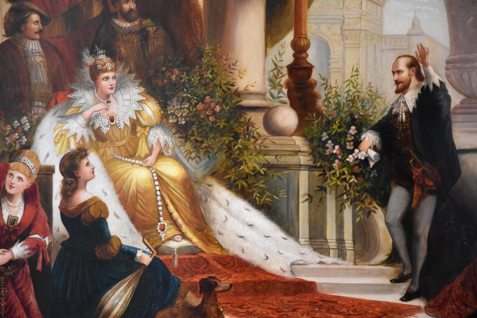Peinture à l'huile de Jack Leigh Wardleworth « Sir Walter Raleigh tenant la couronne de la reine Elizab - Noir Figurative Painting par Jack Wardleworth
