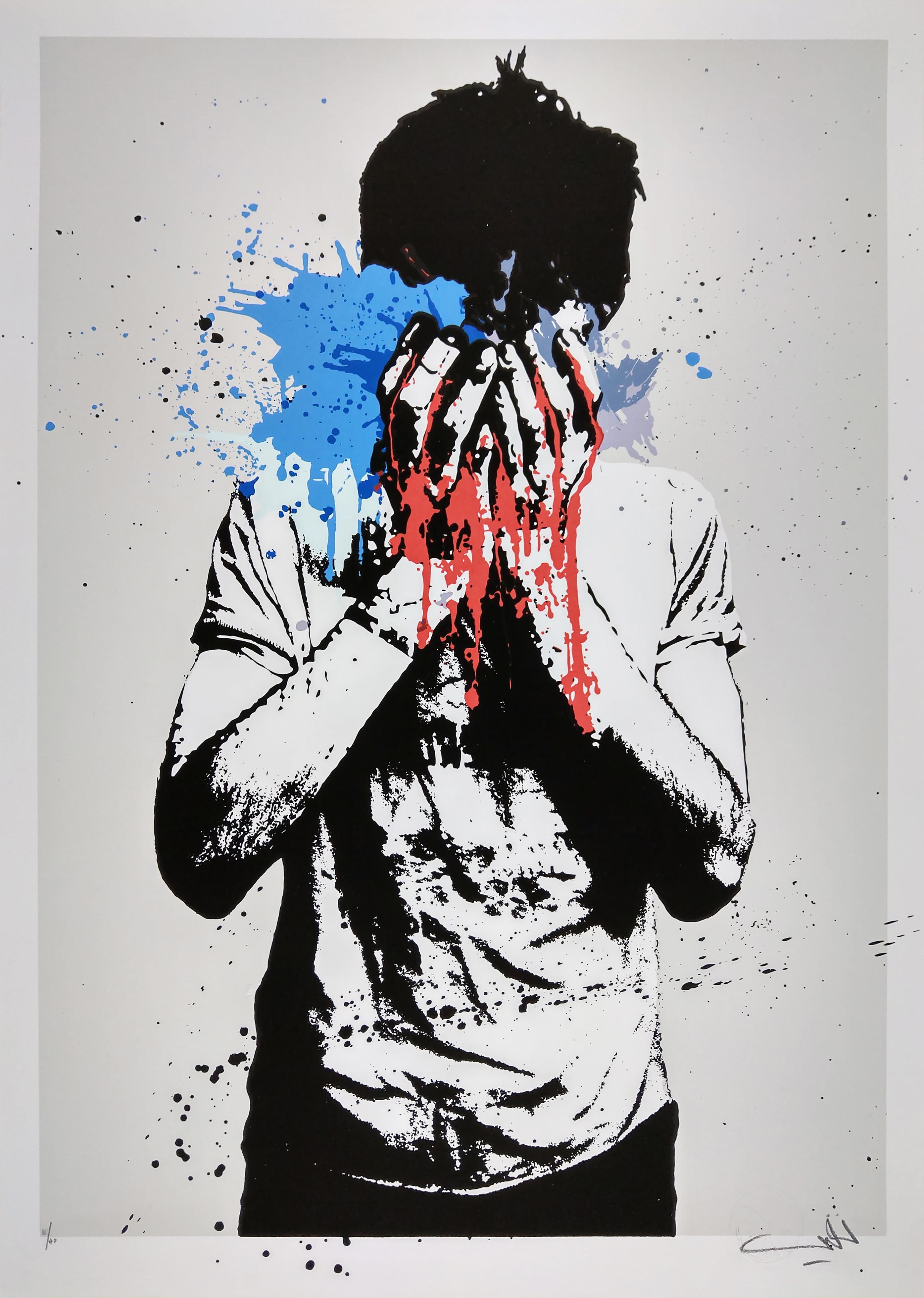 Gas lacrimogeno di Nafir. Edizione di 40 esemplari del 2016. Serigrafia a 8 colori su carta da 250 g/m². Stampe tirate a mano dall'artista e realizzate in Iran. Un'immagine potente dell'artista iraniano. 50 cm x 70 cm

Nafir è un artista di strada