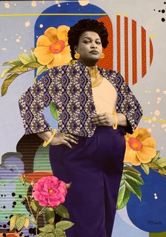 Pop Art Giclée "All Blue Everything: A Walk in the Park with Stacey Abrams Gold