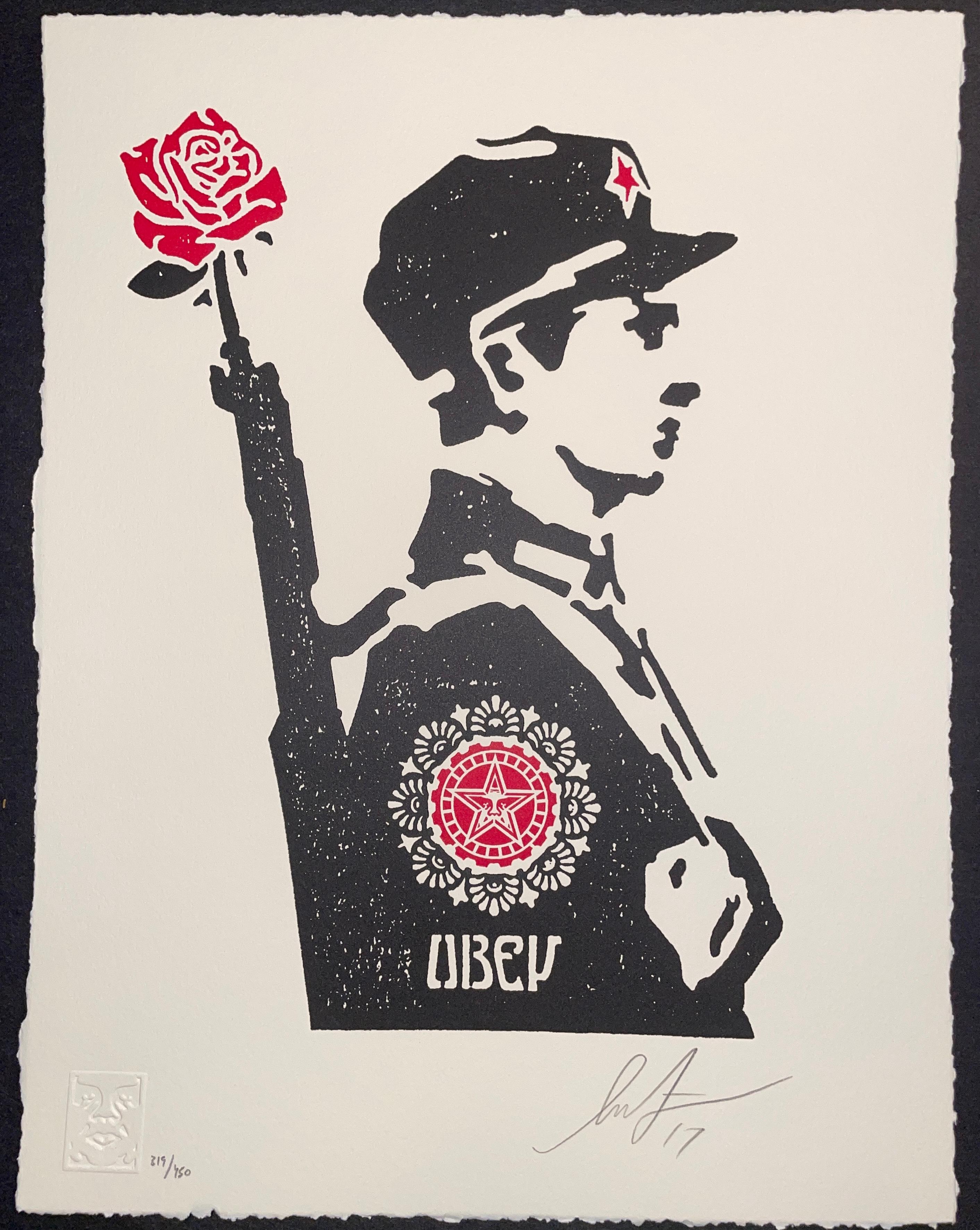 Sérigraphie « Rose Soldier Letterpress Edition » de Shepard Fairey 