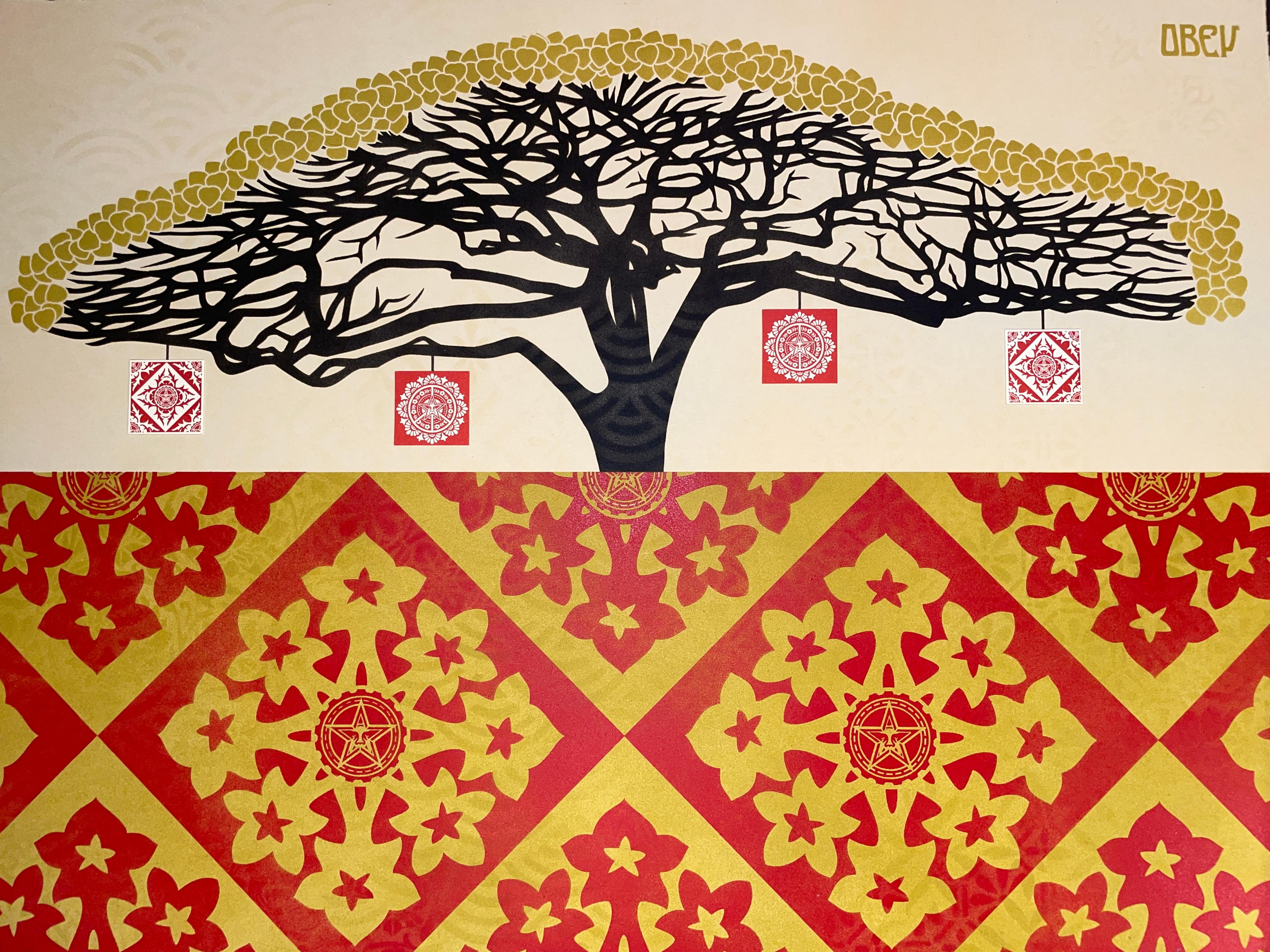 Shepard Fairey Monkey Pod VSE Red & Gold Hand Stenciled  For Sale 6