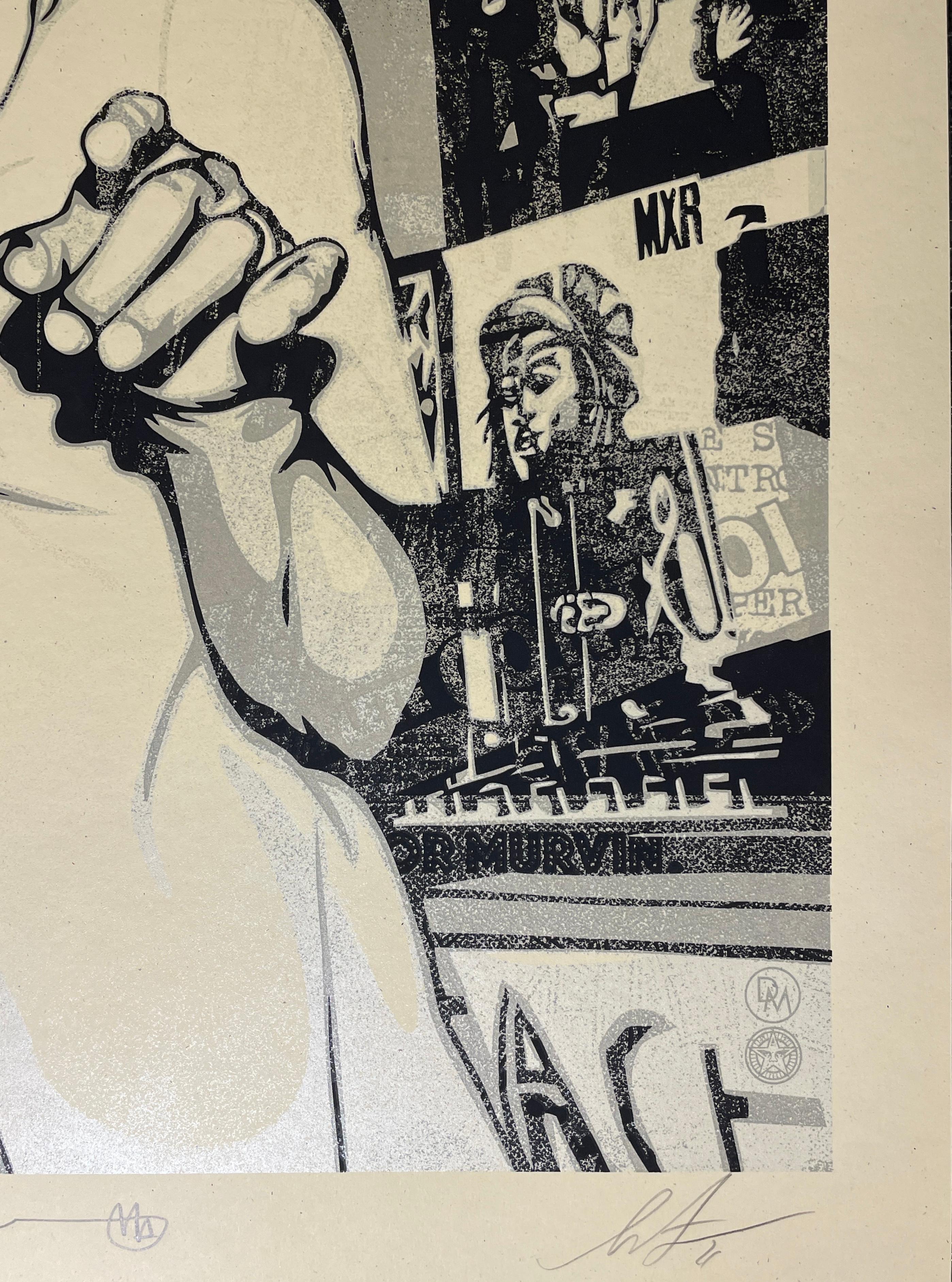 Shepard Fairey „Scratch The Wire“ Siebdruck Zeitgenössische Kunst Dennis Morris  im Angebot 1