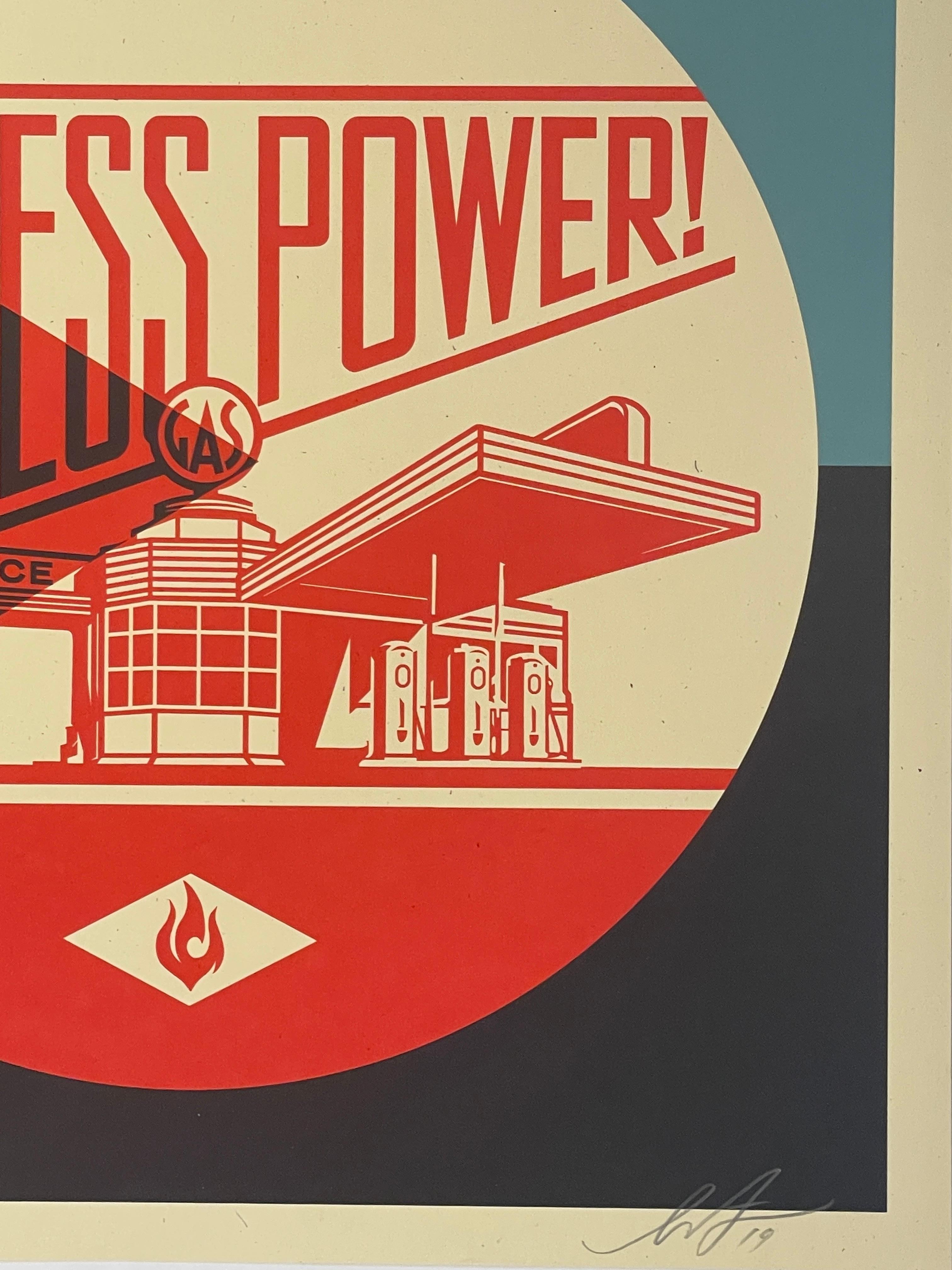 Endless Power Petrol Palace Blue Shepard Fairey Obey Activism Contemporary Print For Sale 1