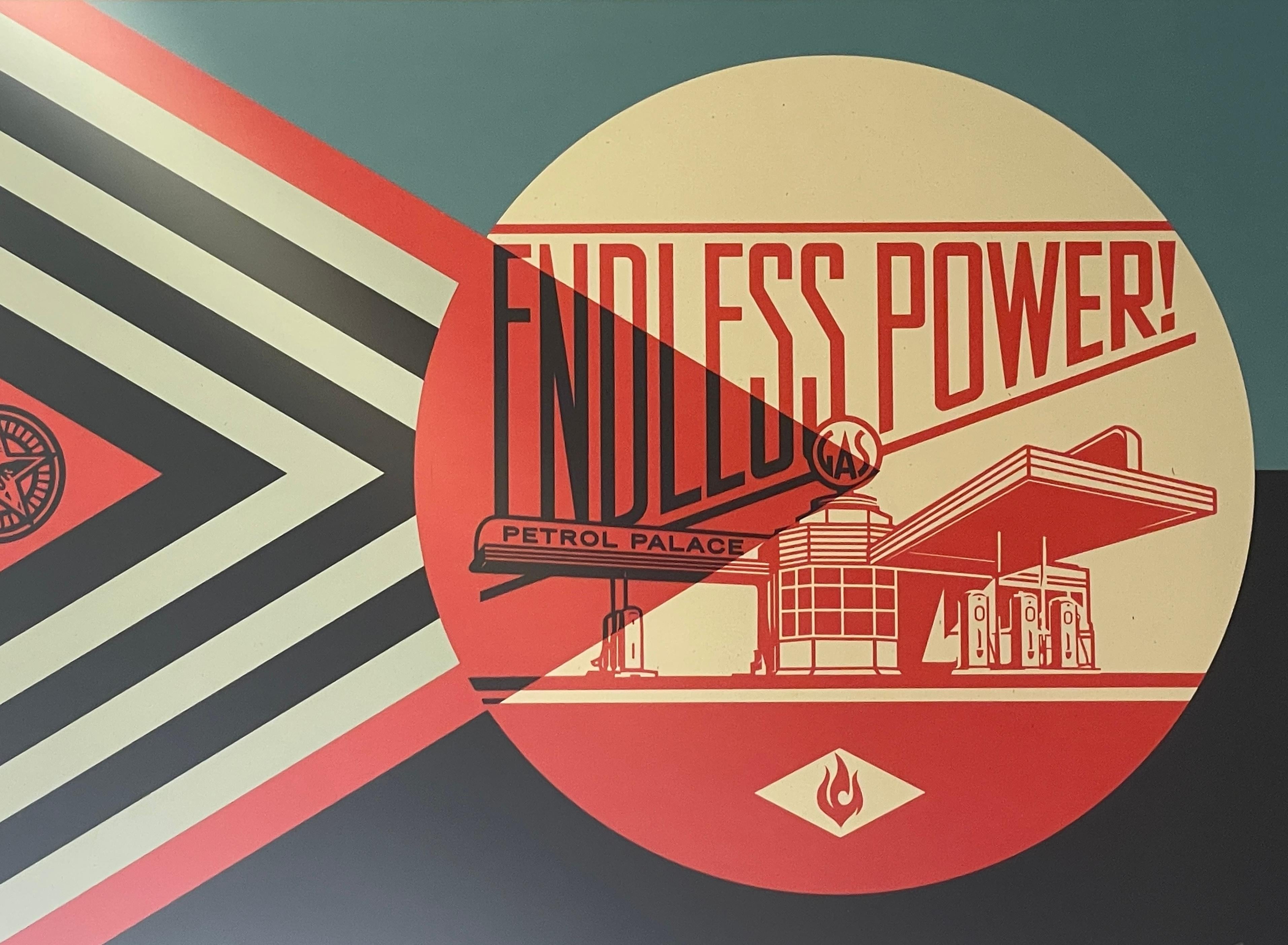 Endless Power Petrol Palace Blue Shepard Fairey Obey Activism Contemporary Print For Sale 4