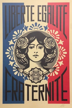 Shepard Fairey Liberte, Egalite, Fraternite Signed & Dated Print France Street 