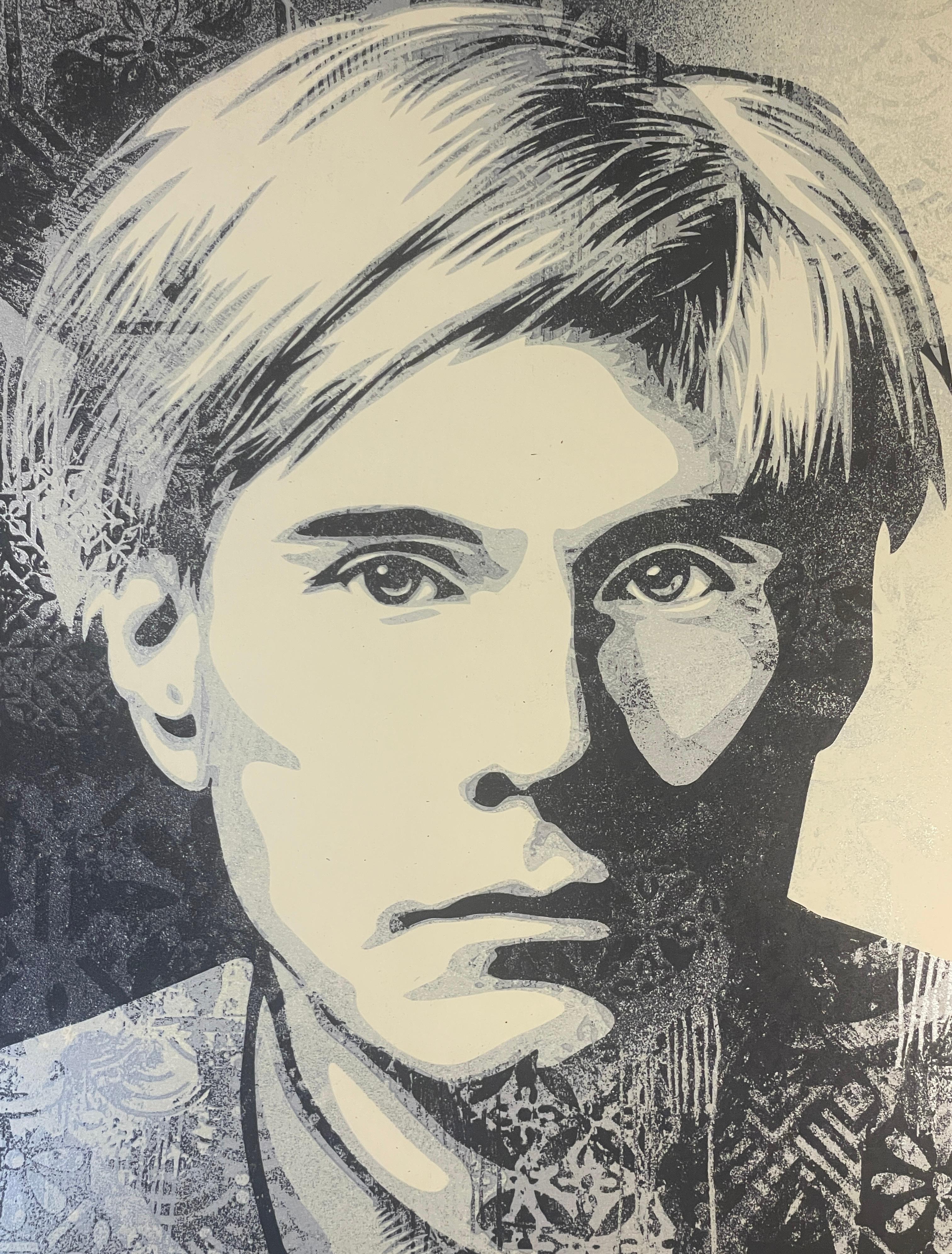Shepard Fairey Warhol Collage Serigrafia Street Art Contemporanea Edizione d'Argento in vendita 1