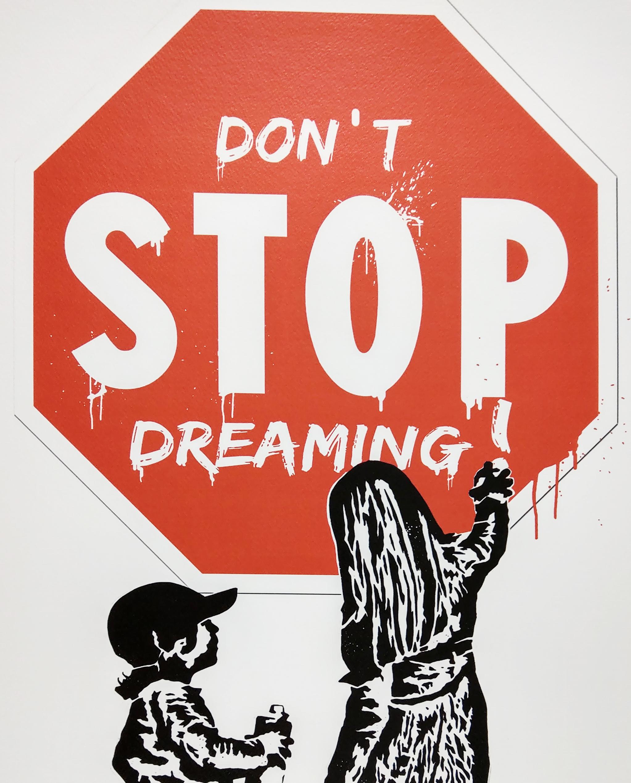 Don't Stop Dreaming d'Alesssio-B, impression d'art urbain contemporain - Art urbain Print par Alessio-B