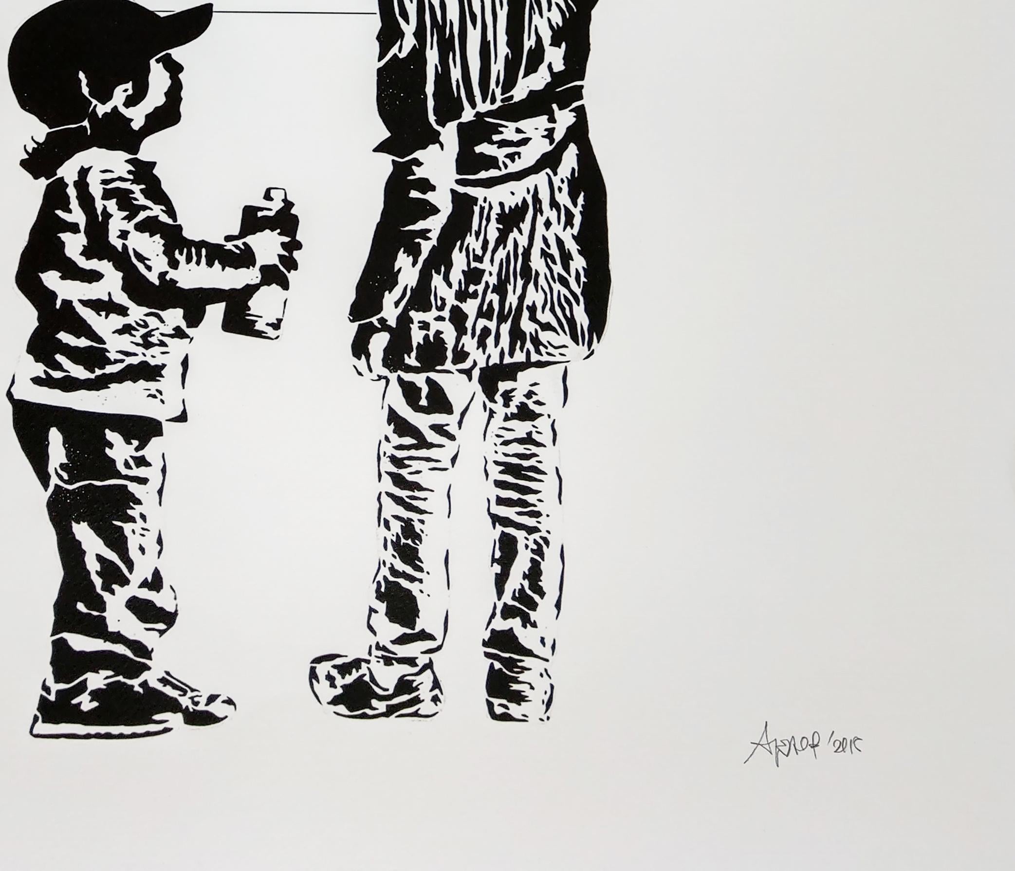 Don't Stop Dreaming by Alessio-B, Contemporary Street Art Print. Dimensions 70 x 50 cm avec sortie en 2015. Vient d'une édition de 15 pièces. Belle pièce parfaite pour les familles, dans une crèche où les enfants peuvent s'amuser, ou dans une salle