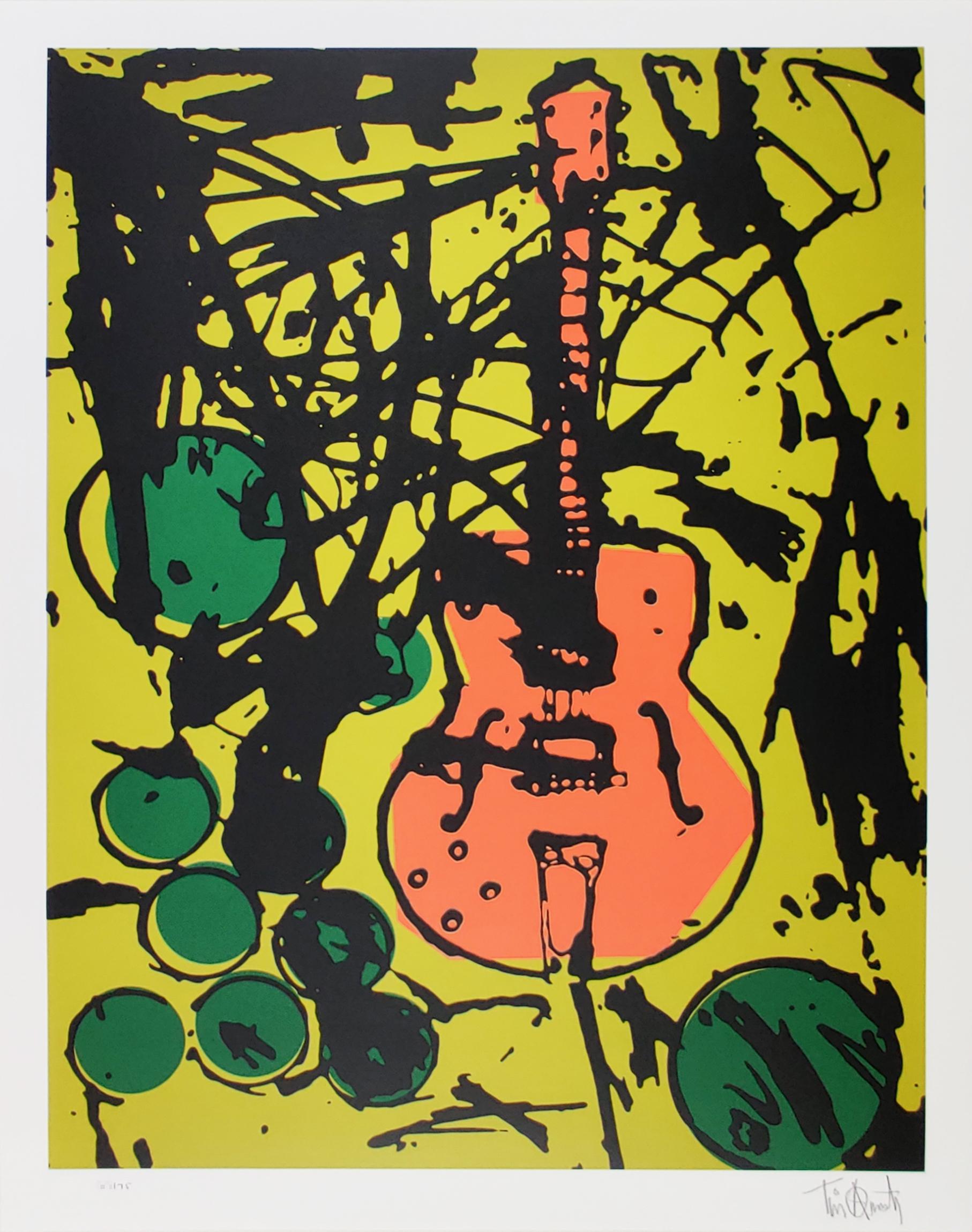 Meine Country Club-Gitarre von Tim Armstrong, Punk Rock Street Art Print. Stammt aus einer Auflage von 75 Exemplaren aus dem Jahr 2015. Abmessungen von 22 Zoll x 28 Zoll. Vierfarbiger handgezogener Siebdruck auf Coventry Rag, Archivpapier aus 100 %