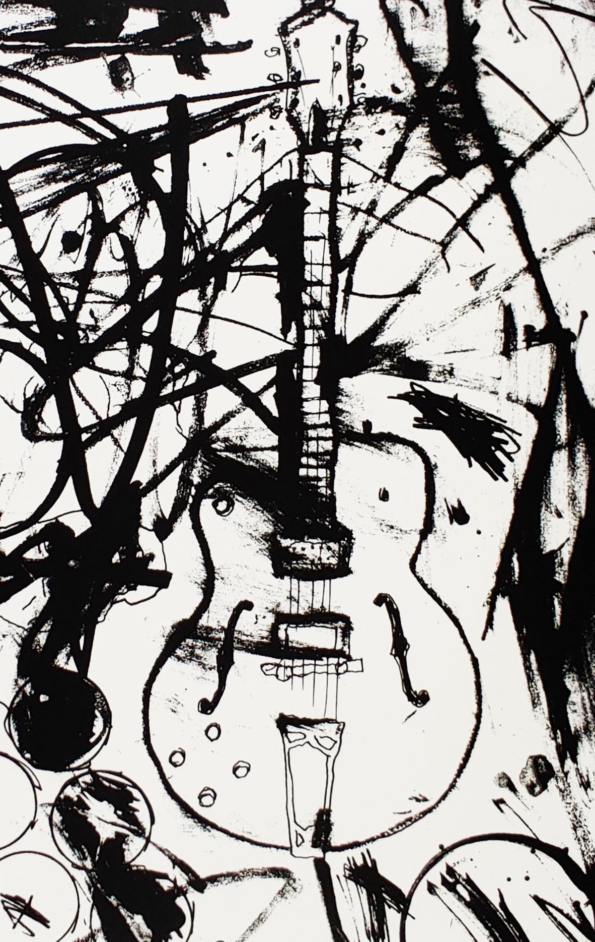 My Country Club Guitar B&W, Tim Armstrong (Rancid) Punk Street Art Druck im Angebot 1