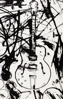 La mia chitarra da country club in bianco e nero, Tim Armstrong (Rancid) Punk Street Art Print