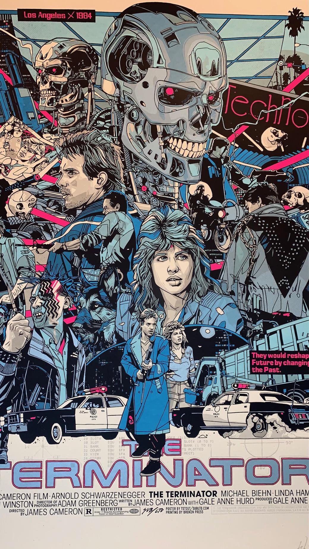 Le Terminator de l'artiste Tyler Stout Arnold Schwarzenegger Impression de James Cameron en vente 1