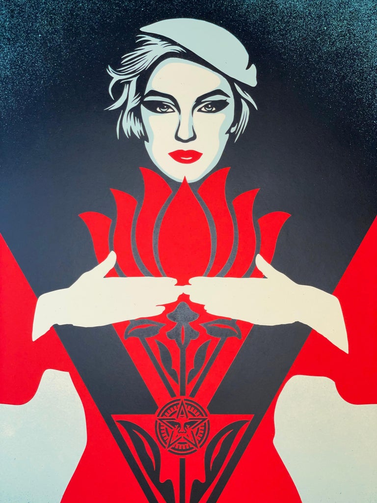 Shepard Fairey Shepard Fairey Obey Giant Noir Flower Woman Art Deco Screen Print Contemporary