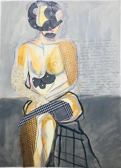 Used Journal Nude, No. 4, Acrylic on Paper, Signed 