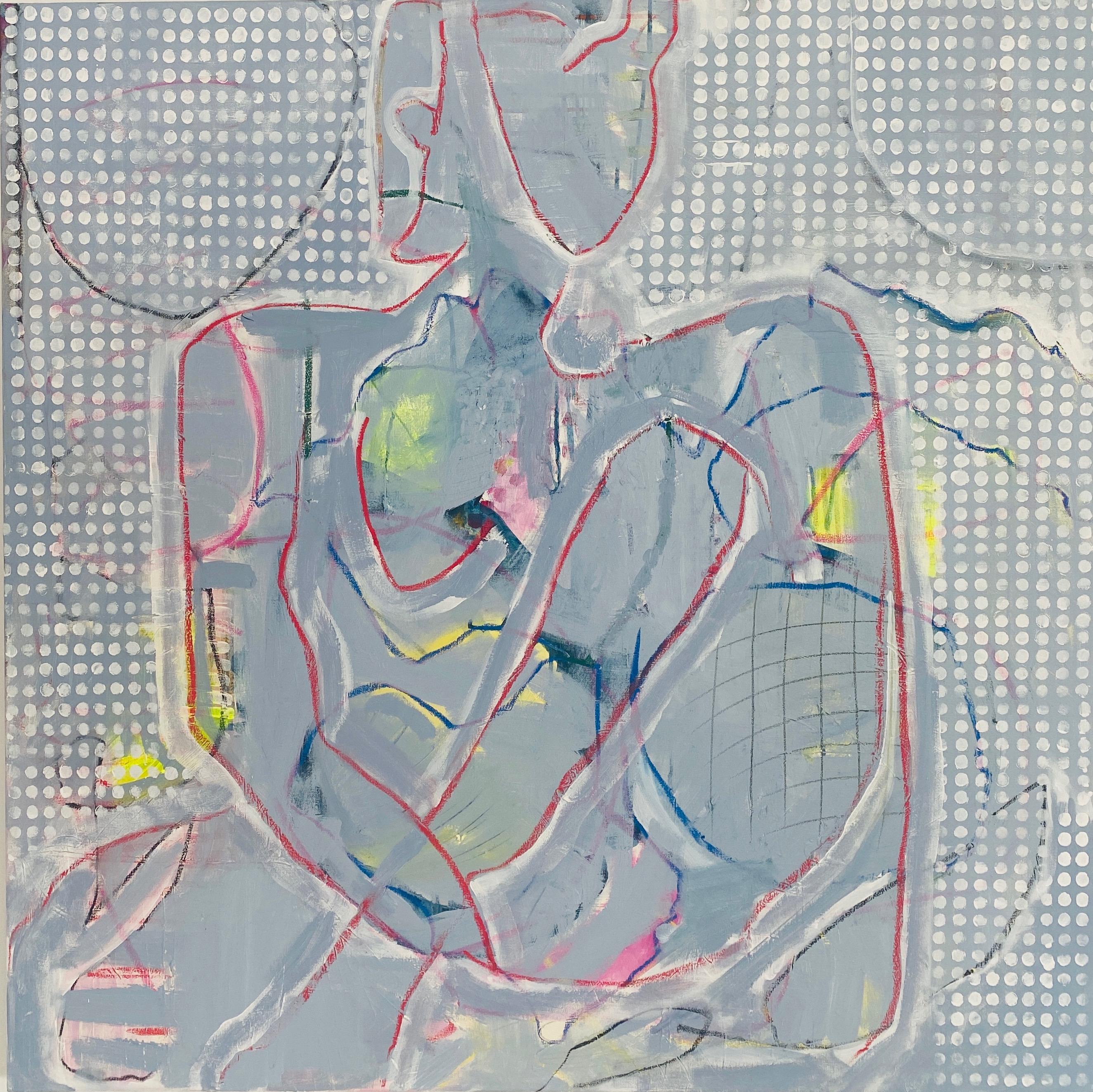 Allison Meyler Nude Painting – Ruth Ruth, Abstraktes figuratives Gemälde, Mischtechnik auf Leinwand, signiert 