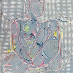 Ruth Ruth, Abstraktes figuratives Gemälde, Mischtechnik auf Leinwand, signiert 