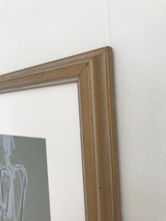 Twist, Nu abstrait, Acrylique et Techniques Mixtes sur papier, Cadre Vintage, Signé