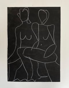 Soul Sisters, 2020, Abstract Figurative, Acrylic & Pencil on Paper, Signed 