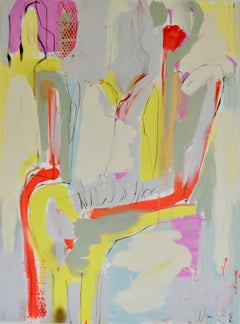 Abstract Conversation, Abstract Figurative Painting, Acrylic on Canvas, Signed 