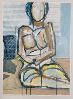 Janice, Abstract Figurative, Acrylic on Paper, Framed, Signed 