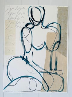 Grace, 2021, Abstract Figurative, Mixed Media on Paper, Deckled Edge, Signed 