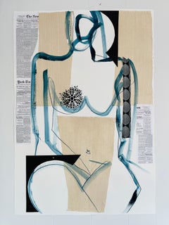 Miss Vanderbilt Must Take Chances, Abstract Figurative, Mixed Media on Paper 