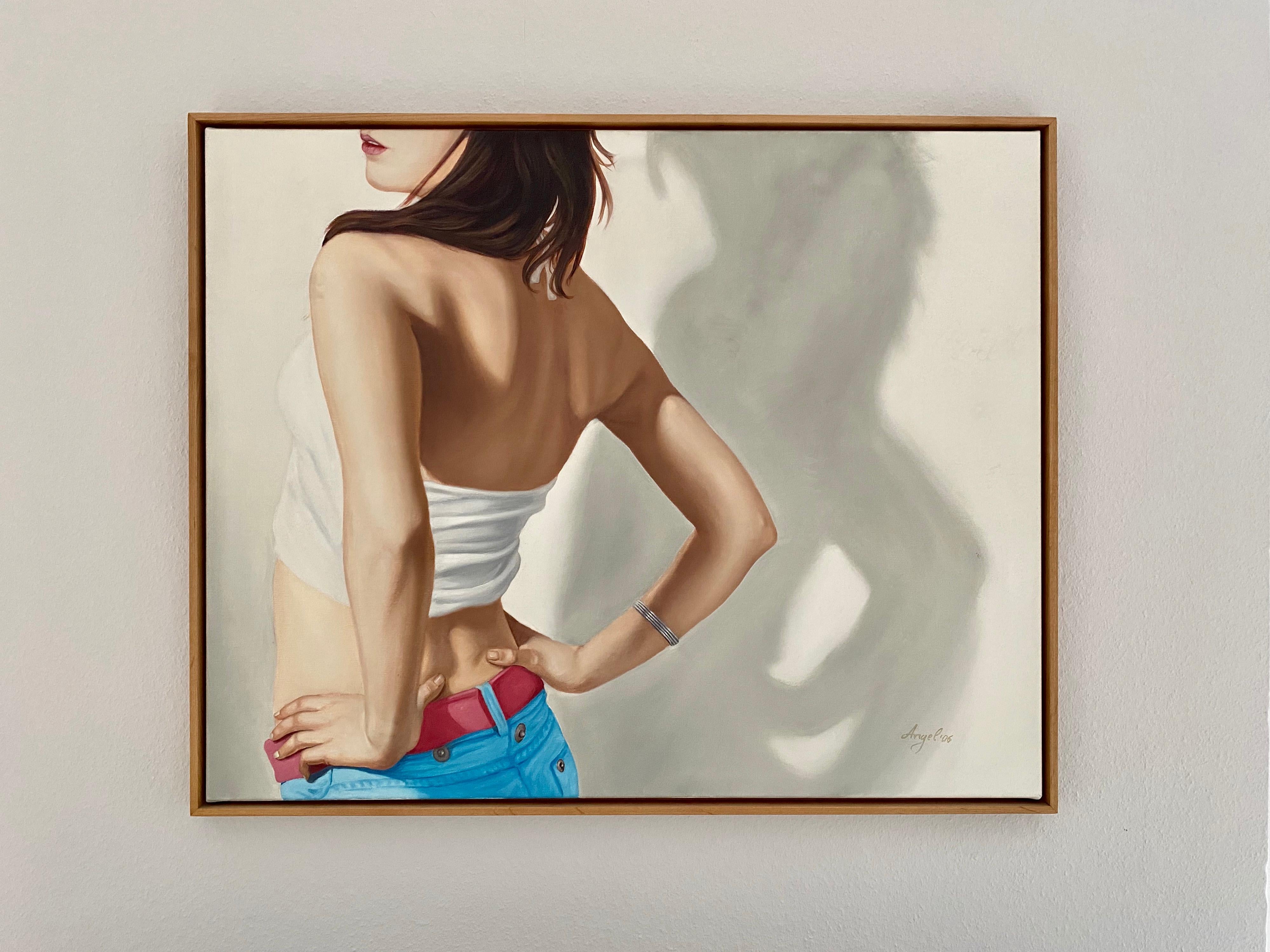 Lill III, oil, canvas, photorealistic, figurative, woman, hyperrealism, skin For Sale 1