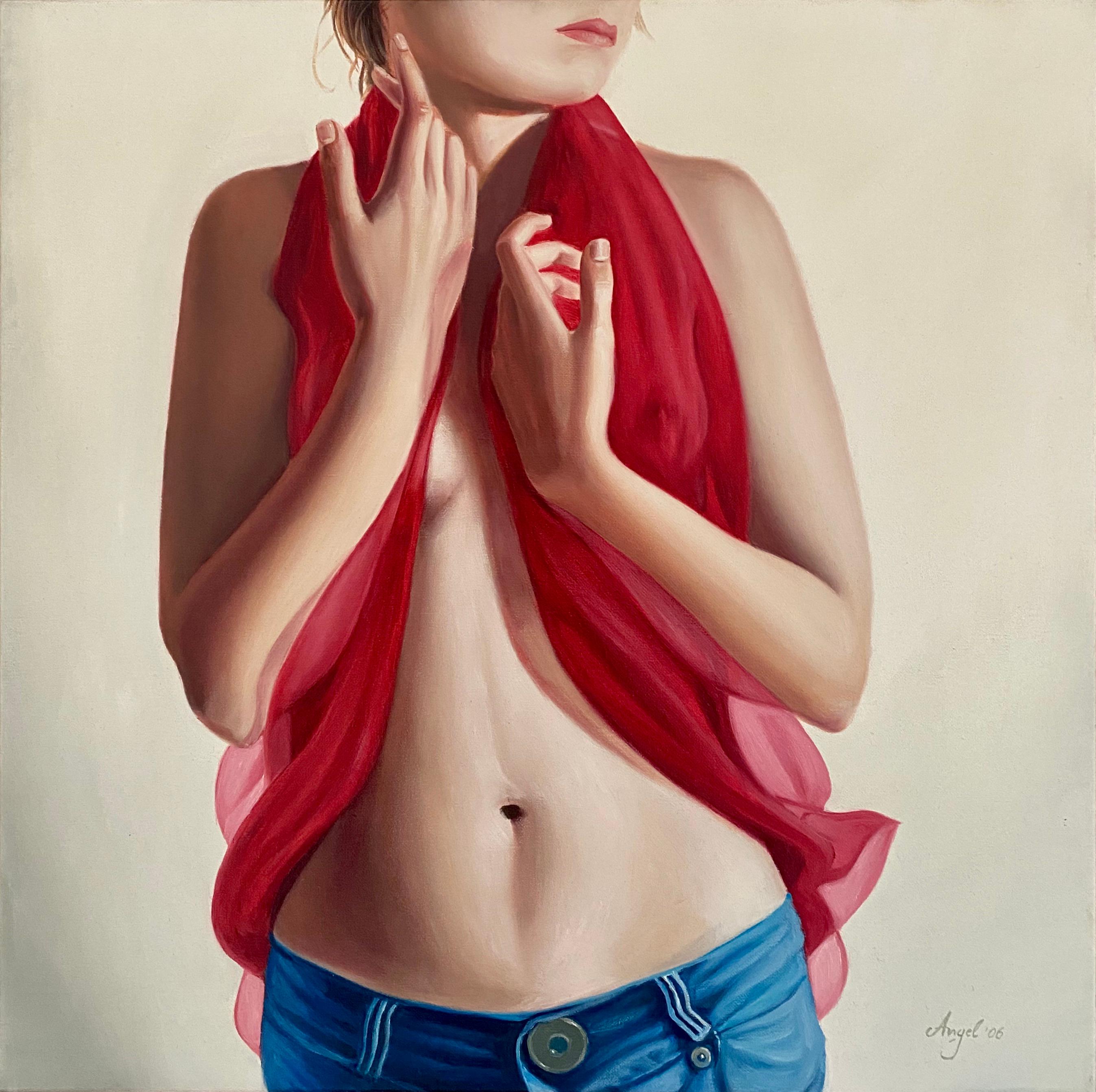 Angel Peychinov Figurative Painting - She VII. 2006, oil canvas, photorealistic, figurative, woman, hyperrealism, skin
