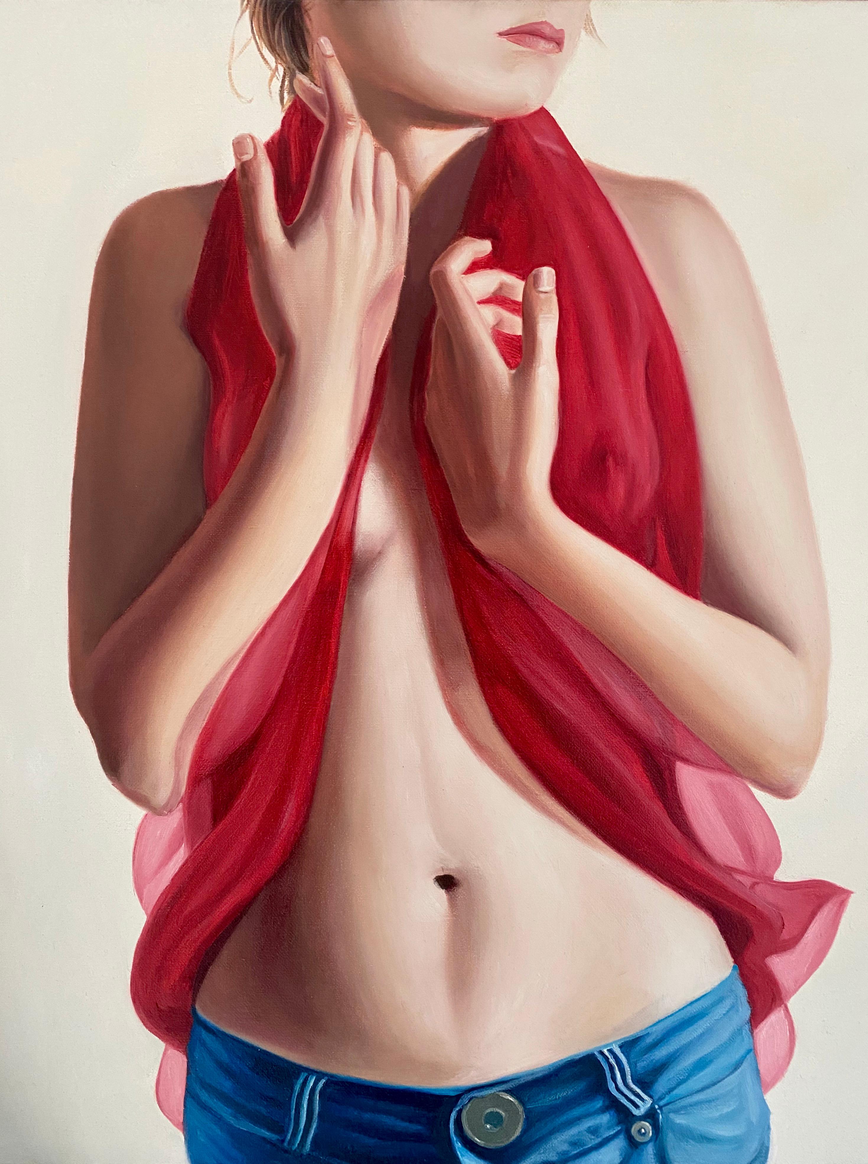 She VII. 2006, oil canvas, photorealistic, figurative, woman, hyperrealism, skin - Photorealist Painting by Angel Peychinov