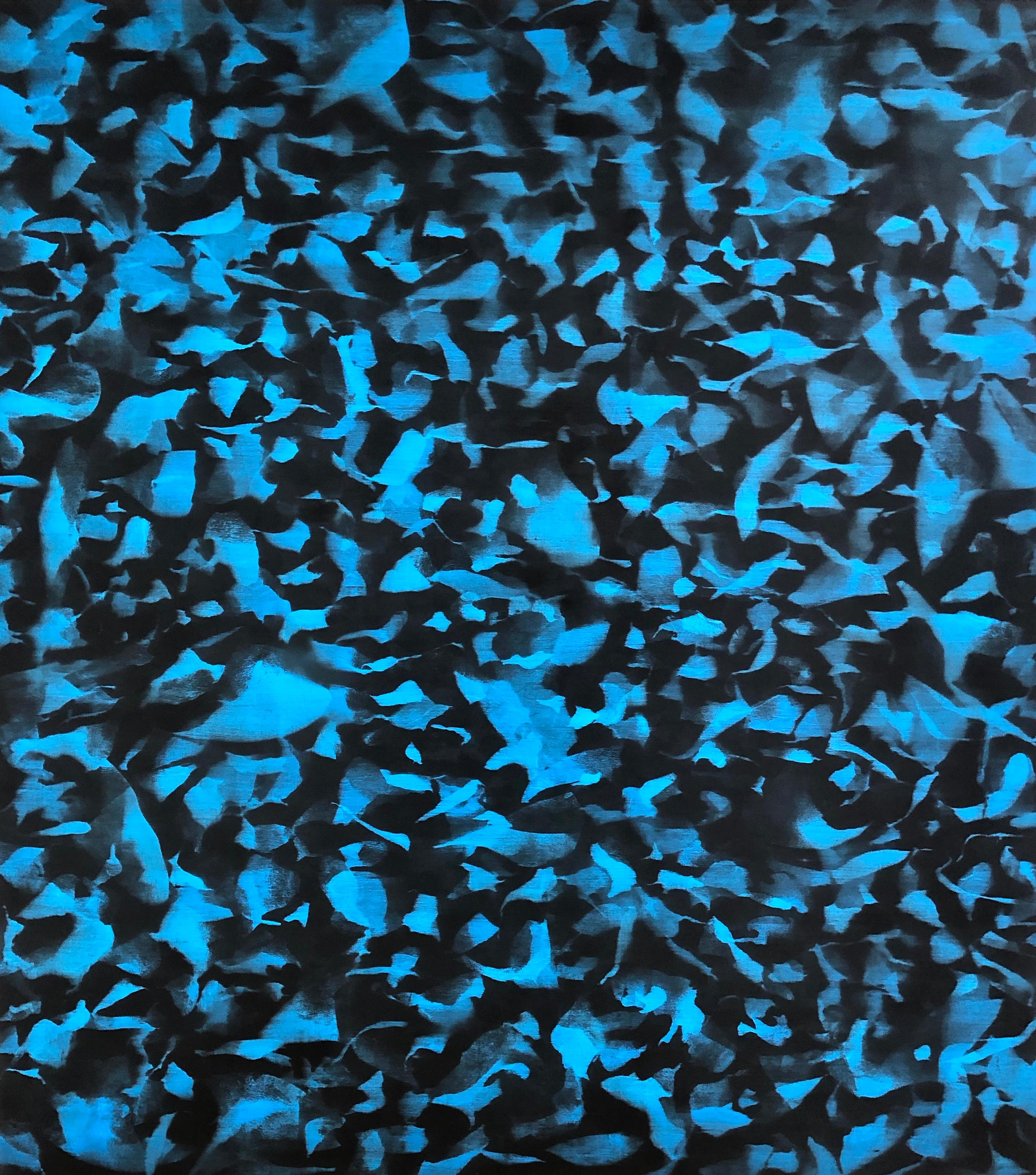 Magnus Thorén Abstract Painting - untitled, 2019, oil, canvas, abstract painting, blue, pattern, Scandinavian art