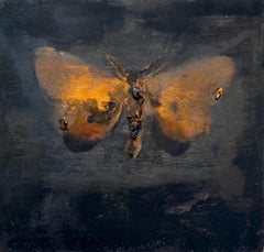 moth, 2015, oil on wood, figurative painting, animals, Scandinavian art